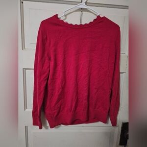 Banana Republic Women's Scalloped Neck Sweater - Red